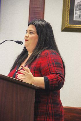 Jeanetta Salyer, director of operations for RQ Music, talks about details of planning this year’s Blue Crab Festival before her business was named the festival promoter during the Palatka City Commission meeting Thursday evening.