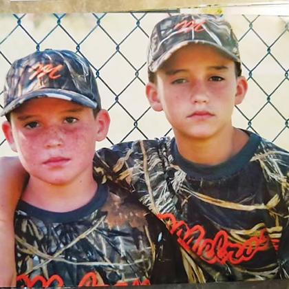 Austin Bass and his brother, Morgan Bass, are pictured as young Melrose baseball players.
