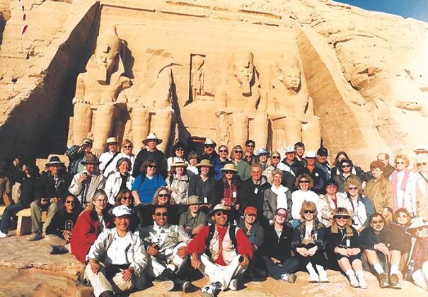 Wills, an avid traveler, can be seen – on the far left in the third row – visiting Egypt.