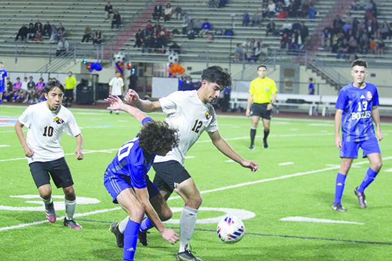 Crescent City’s Jesus Cruz (12), who has delivered a county best in both goals (39) and assists (15), will lead his Raiders back to Melbourne Saturday night to face off with Holy Trinity Episcopal. (MARK BLUMENTHAL / Palatka Daily News)