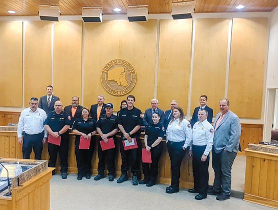 The Putnam County Board of Commissioners honored Emergency Services employees Tuesday for their efforts in helping a local child who was severely burned in December.