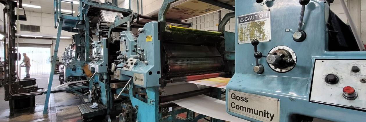 The Goss press is seen at the Palatka Daily News press plant. The newspaper announced this week that the company is reducing its print publication days by two, beginning in April. (Palatka Daily News file photo) 