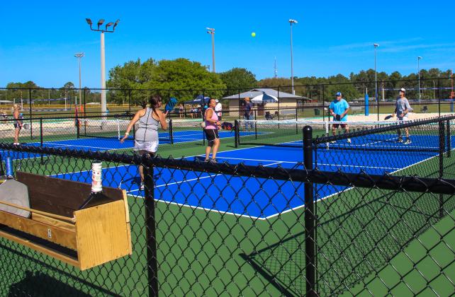 SARAH CAVACINI/Palatka Daily News. Pickleball players take to the new courts in Palatka on Thursday morning. 