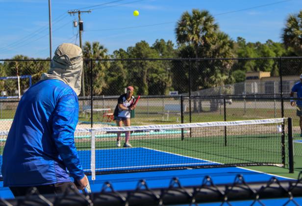 SARAH CAVACINI/Palatka Daily News. Pickleball players take to the new courts in Palatka on Thursday morning. 