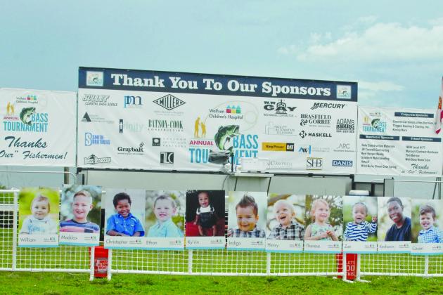 Stage is set up along the St. Johns River in Palatka for the Wolfson Children’s Hospital tournament. (GREG WALKER / Daily News correspondent)