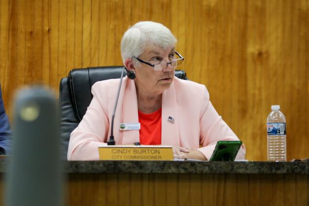 SARAH CAVACINI/Palatka Daily News. Crescent City Commissioner Cynthia Burton listens to conversations Thursday during a city commission meeting.