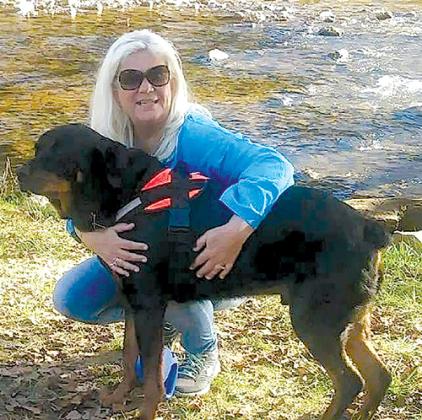 Submitted photo -- Robin Kantner-Nordan is pictured with her Rottweiler, Kesil, during a 2021 vacation in the mountains of North Carolina. 