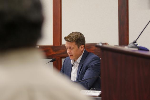 SARAH CAVACINI/Palatka Daily News. Interim City Manager Jonathan Griffith updates the Palatka City Commission on Thursday about the search for a permanent city manager. 