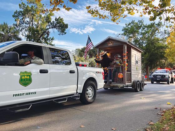 Submitted photo – Smoky the Bear makes a special appearance as he rides on the Florida Forest Service float to celebrate Interlachen High’s homecoming.