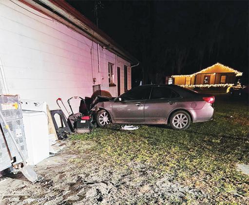 Photo courtesy of Putnam County Fire Rescue Local 3529 – A car smashed into a building on Putnam County Boulevard in East Palatka over the weekend. 