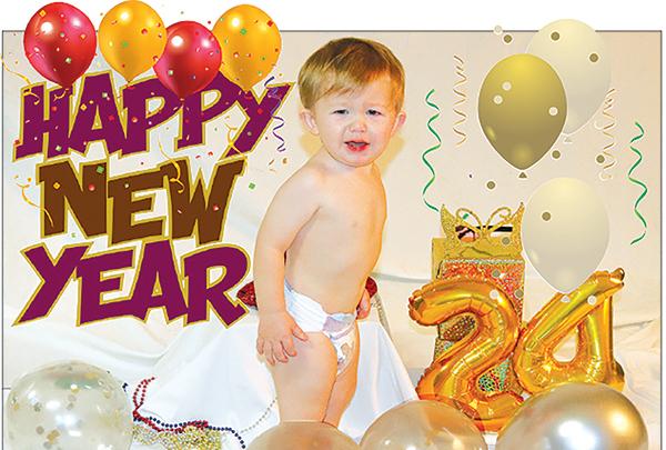 Photo and illustration by TRISHA MURPHY/Palatka Daily News – It seems as though Andrew “Andy” Froehlich, 1, is not quite ready to ring in the new year. At least not until he finds his giant lollipop he was promised.