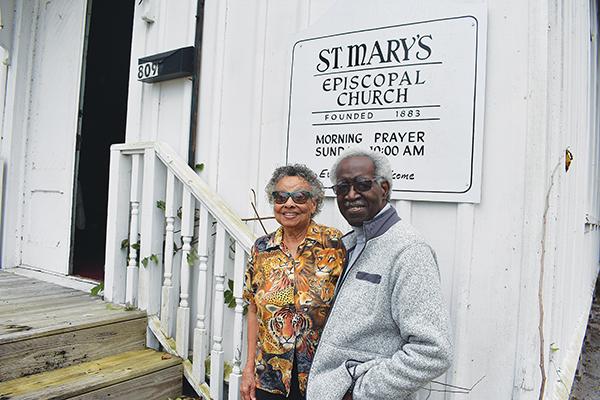 BRANDON D. OLIVER/Palatka Daily News – Mary Lawson Brown, left, and John Alexander stand outside St. Mary’s Episcopal Church in Palatka, where a Kwanzaa celebration will take place Saturday.