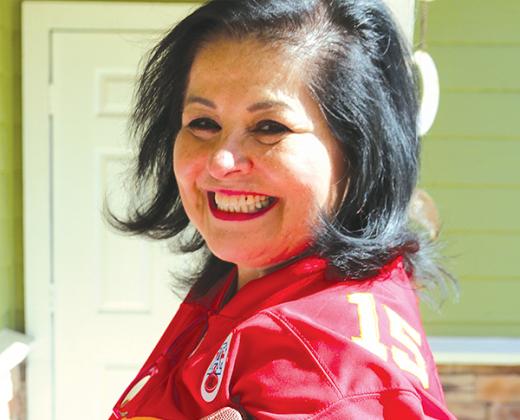 TRISHA MURPHY/Palatka Daily News – Mimi Alverez of Palatka shows her support of the Kansas City Chiefs ahead of the Super Bowl, during which time people will be collecting money and food to donate to charity.