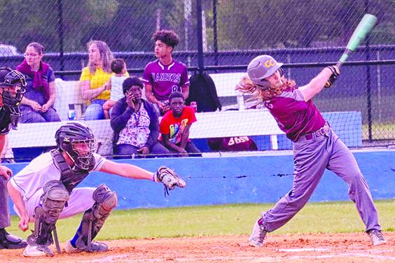 Crescent City’s Andrew Roosa, seen here in the Putnam County Tournament against Interlachen, is one of the main threats at the plate for the Raiders’ offense as the team heads to the postseason. (RITA FULLERTON / Special to the Daily News)