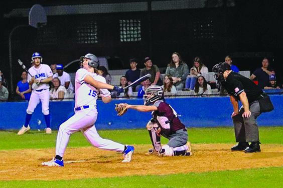 Interlachen’s Landon McCollum swings at a pitch during Monday night’s Putnam County Baseball Tournament semifinal matchup against Crescent City. (RITA FULLERTON / Special to the Daily News)