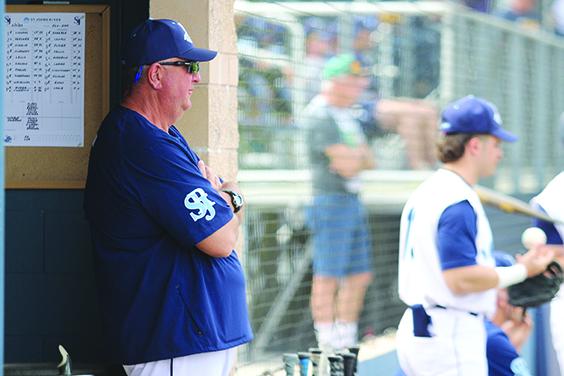 St. Johns River State College baseball coach Ross Jones, seen here in February, saw his Vikings explode for 14 runs in the last two innings in wiping out College of Central Florida, 18-7, on the road Tuesday. (MARK BLUMENTHAL / Palatka Daily News)
