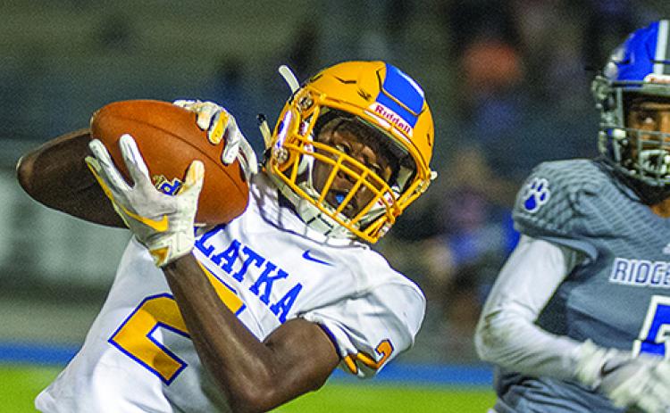 Palatka's Treyvon Williams catches a pass during a game last season against Orange Park Ridgeview. (Daily News file photo)
