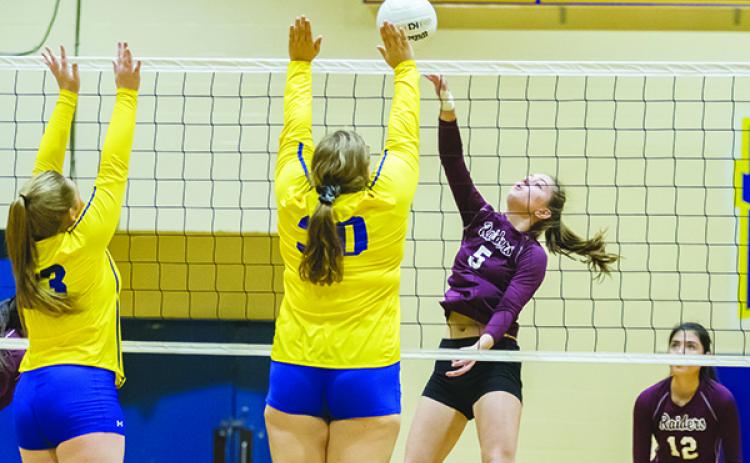 Crescent City's Emily Cendrowskka had nine kills and an ace in a pair of wins against Hawthorne Wednesday night. (FRAN RUCHALSKI / Palatka Daily News)