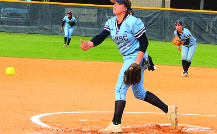 Amanda Jessel delivers a pitch for St. Johns River against Abraham Baldwin on Feb. 5 at home. (PAULA WHITE / SJR State College photo)