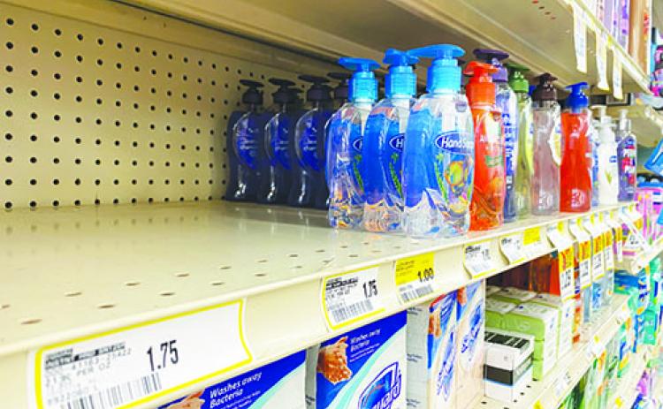 While soap is still in stock at local stores, people have purchased all the hand sanitizer amid worries about coronavirus, which has claimed the lives of two people in Florida.