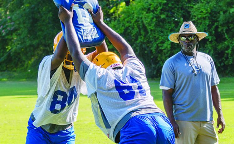Like many coaches, Palatka’s Willie Fells, watching two lineman go after one another in practice during last spring’s workouts, has to keep his players motivated while they won’t be meeting for any practice time this spring due to the COVID-19 pandemic that canceled the rest of the sports season. (Daily News file photo)
