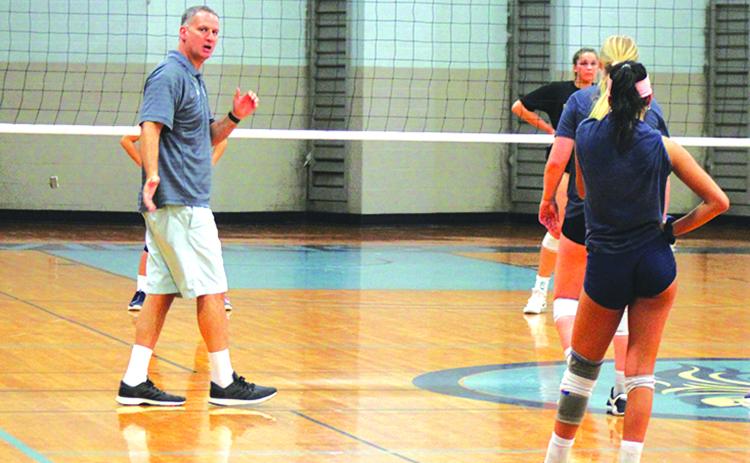 St. Johns River State College volleyball coach Matt Cohen, seen during practice last season, has brought in 11 new recruits for next season, three of which he signed after the COVID-19 pandemic shut down the school. (MARK BLUMENTHAL / Palatka Daily News)