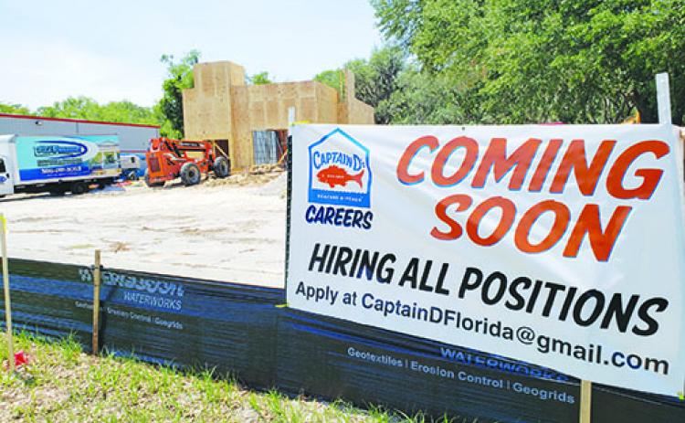 Construction continues on a Captain D’s restaurant that is scheduled to open on State Road 19 in Palatka in July.