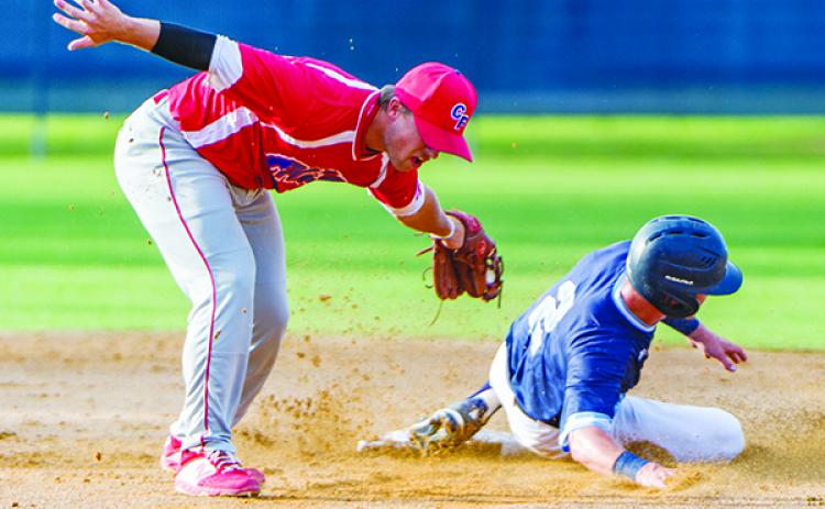 St. Johns River State College’s Chase Malloy slides safely into second base during a game in 2019 against the College of Central Florida. (Daily News file photo)