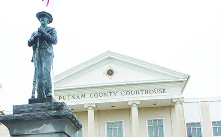 The Confederate monument outside the Putnam County Courthouse