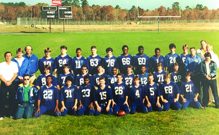 The 1986 Interlachen High School football team won all 10 of its regular-season games, won the District 3-2A title, and made the state tournament. The team had 10 all-county players, six on the offensive side of the ballo, four on the defensive side. (Submitted photo / INTERLACHEN HIGH YEARBOOK STAFF)