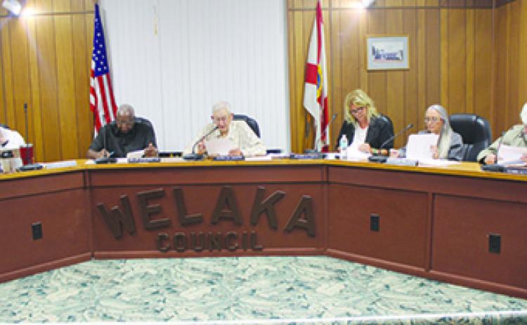The Welaka Town Council, pictured before the pandemic began.