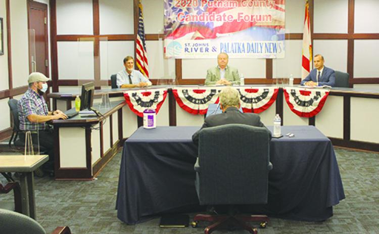 Candidates for Putnam County Board of Commissioners District 3, Douglas Hays, Terry Turner and Joshua Mast, participate in the second night of the Palatka Daily News and St. Johns River State College’s online forums. 