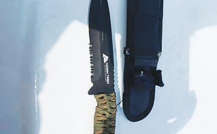 Pictured above is the knife authorities say a 14-year-old boy had on him when they arrested him at C.H. Price Middle School.