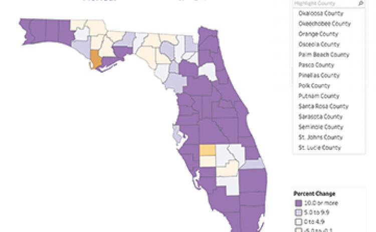 A census map shows Putnam County decreased in population while neighboring counties increased.