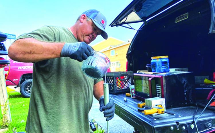 Traveling from one tournament to another, San Mateo pro angler Terry Scroggins makes a good supply of baits on his mobile bait shop. (GREG WALKER / Daily News correspondent)