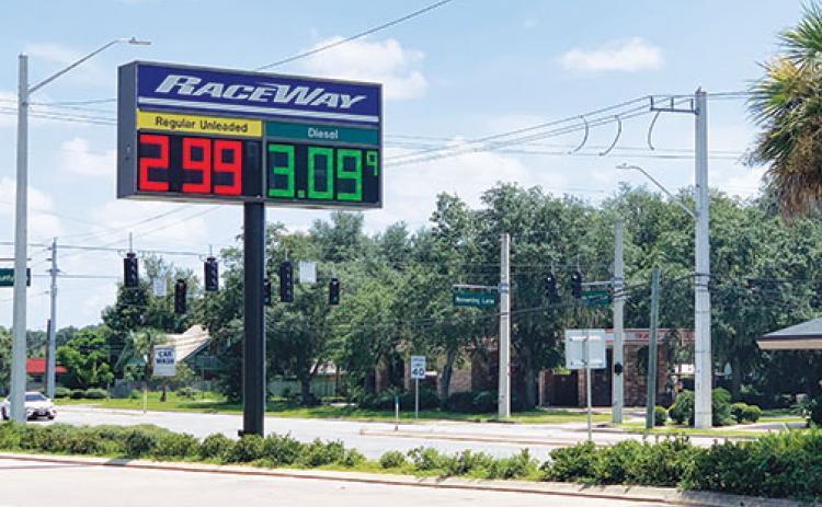 Gas prices at Raceway in East Palatka on Monday show an increase from a week ago, something experts say has been caused by Hurricane Ida’s effects on the Gulf Coast.