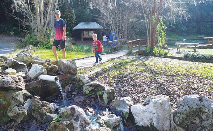 Two people take a stroll at the bottom of Ravine Gardens State Park in Palatka on Tuesday ahead of the state’s First Day Hikes, which will take place Saturday at Florida’s state parks, including the Ravines.