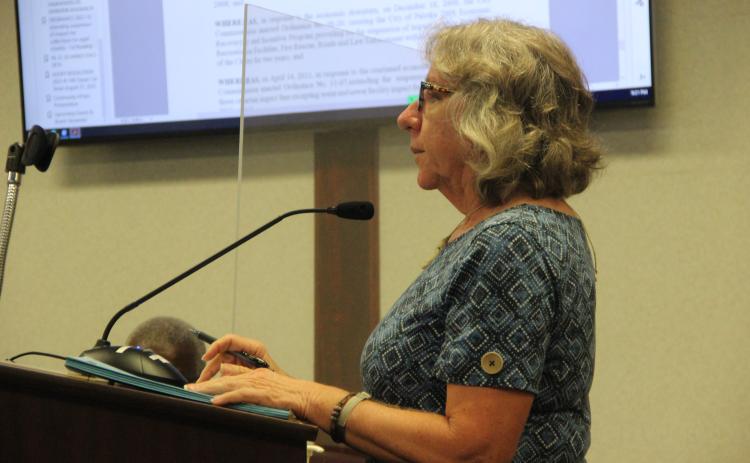 Planning director Lisa Walsh speaks about Palatka's current moratorium on impact fees at Thursday's meeting.