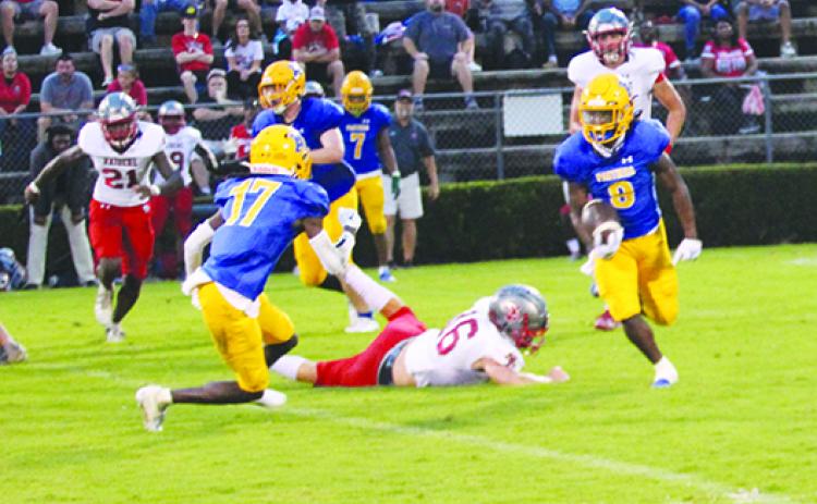Wide receiver Cartaveon Valentine (17) and running back Saiquan Williams (9) are two of the key returnees to next year’s Palatka Junior-Senior High School football team. (MARK BLUMENTHAL / Palatka Daily News)