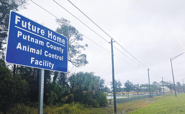 A sign indicates the plot of land on State Road 19 in Palatka will be the site of the new Putnam County Animal Control facility.