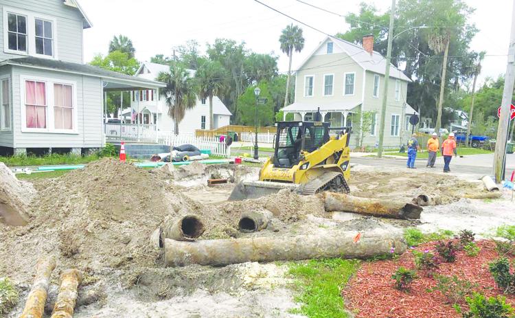 File photo. Palatka work crews replace ancient water pipes in the South Historic District in 2020.