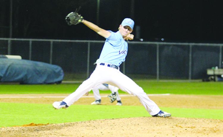 St. Johns River State College left-hander Sam Thompson got the win in relief in the first game of Saturday’s doubleheader at home against Lake-Sumter. (MARK BLUMENTHAL / Palatka Daily News)