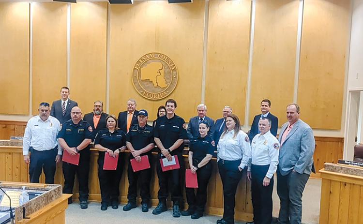 The Putnam County Board of Commissioners honored Emergency Services employees Tuesday for their efforts in helping a local child who was severely burned in December.
