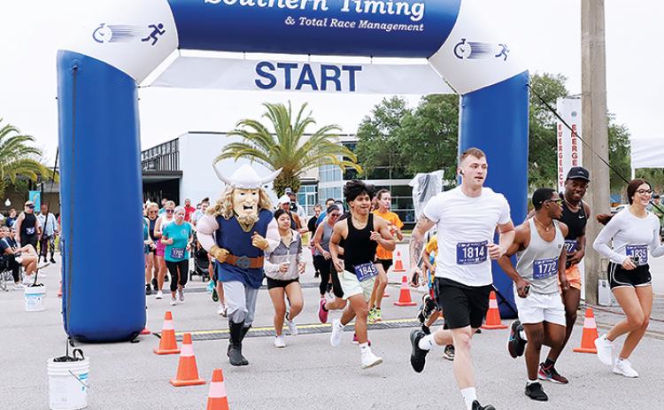 Participants began their 3.1-mile trek during St. Johns River State College’s annual Viking 5K at the Palatka campus on Saturday. 