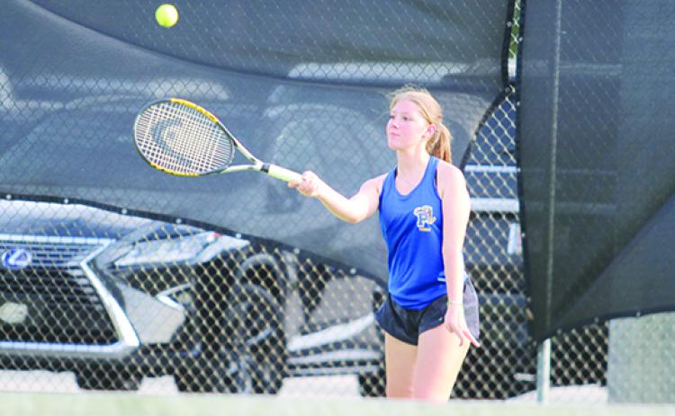 Palatka’s Natalie France is the No. 1 girls singles player and part of the No. 1 doubles team with Abby Coulliette. (MARK BLUMENTHAL / Palatka Daily News)