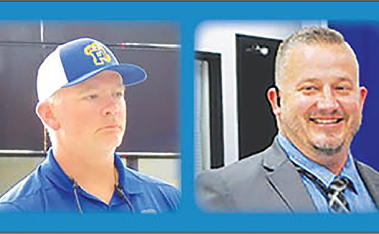Palatka Junior-Senior High School James “J.T.” Stout, left, and Junior-Senior High School Principal Bryan Helms, right are leaving their respective schools for leadership positions in the county government.