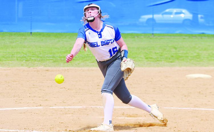 Lexi Peacock, who has a 9-3 record for the year, could be called upon by Peniel Baptist Academy softball coach Jeff Hutchins to start in the circle at Jacksonville Trinity Christian tonight. (MARK BLUMENTHAL / Palatka Daily News)
