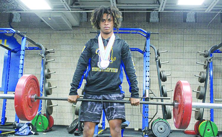 Palatka junior Ishmael Foster was a competitor in the FHSAA 1A boys weightlifting championship for the third straight year. (MARK BLUMENTHAL / Palatka Daily News)