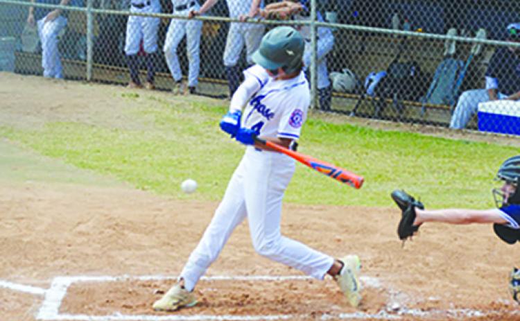 Melrose’s Ryder Trull gets ready to make contact against Tallahassee in Saturday’s Southeast Regional Babe Ruth 13-and-under baseball tournament in Clemmons, North Carolina. (Photo courtesy of Melrose Babe Ruth)