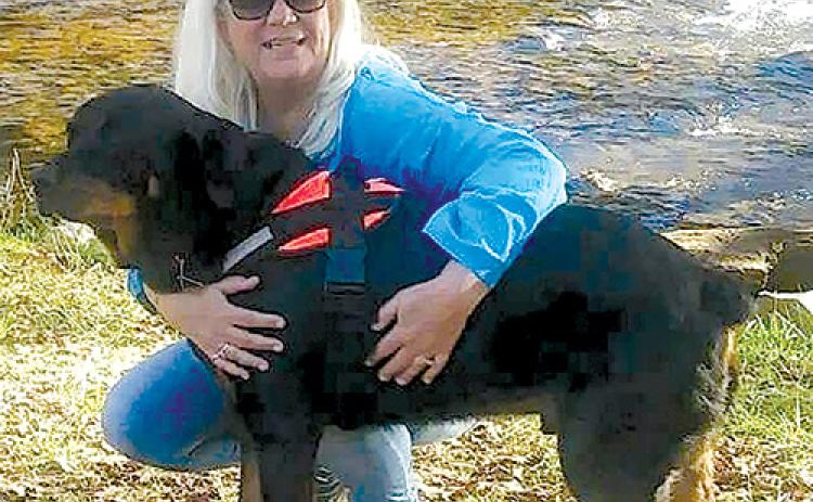 Submitted photo -- Robin Kantner-Nordan is pictured with her Rottweiler, Kesil, during a 2021 vacation in the mountains of North Carolina. 